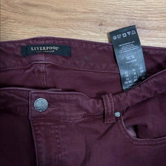 Women's Burgundy Jeans - Picture 2 of 4